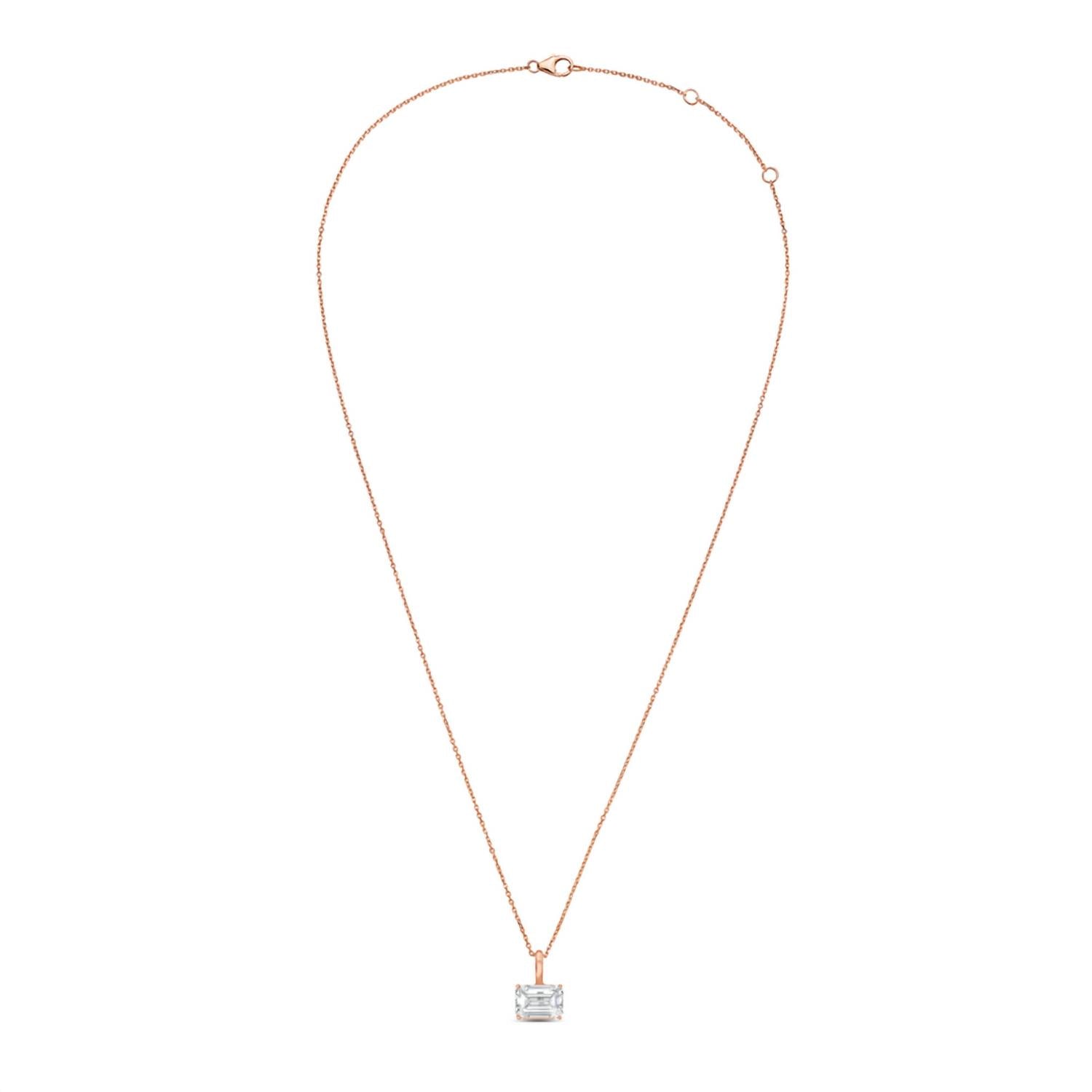 Diana M Jewels - East–west Emerald-cut Lab-grown Diamond Solid Bail Pendant Necklace - 8.00 Ct