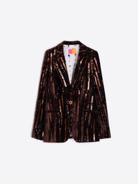 Vilagallo The Heather Velvet Sparkler Blazer in brown - women's jacket - alternate view
