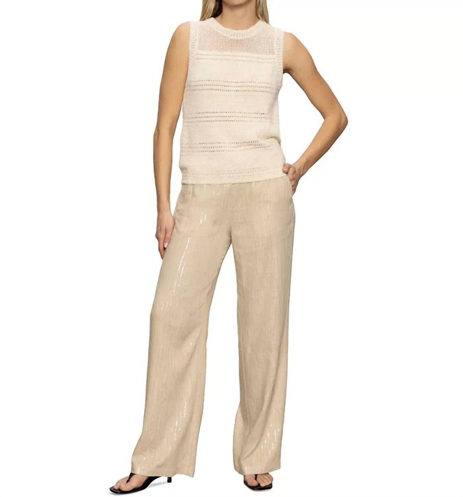 Sanctuary Coastal Pull On Wide Leg Pants in sand sequin stripe - women's pants - view 4