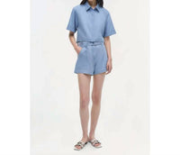 JONATHAN SIMKHAI Bishop Cotton Top in stratus - women's shirt - view 4