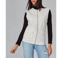 LOLA JEANS Women’s Ava Sherpa Reversible Vest in white - women's jacket