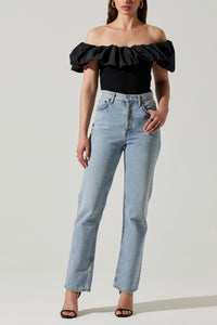 ASTR Cherie Off Shoulder Top in black - women's blouse - view 4