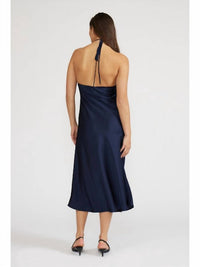 LUCY PARIS Peggy Halter Neck Dress in blue - women's dress - alternate view
