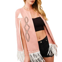 Blue B - Fringe Detail Open Cape Jacket