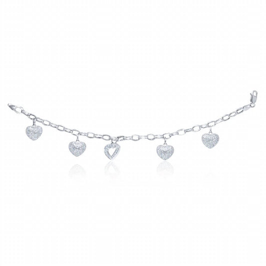 Diana M Jewels - 1.50cts Pave Heart Charm Diamond Bracelet