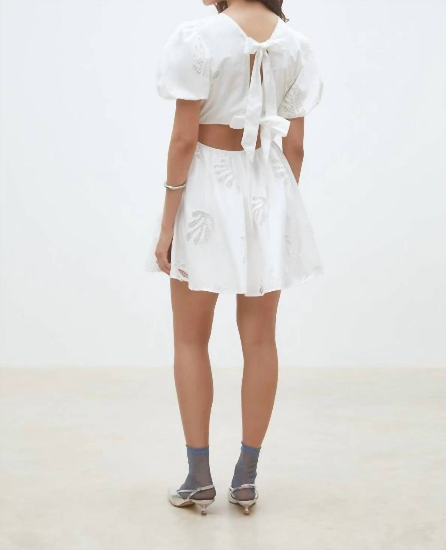 Suncoo - Celest Short Embroidered Poplin Dress