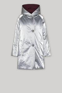 OOFWEAR Reversible Mid-length Jacket With Hood in silver plum - women's jacket - view 9