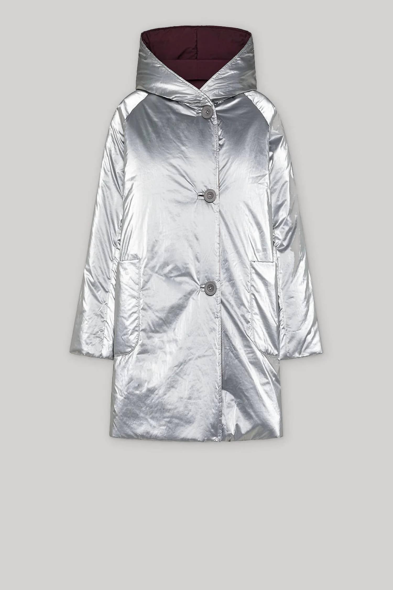 OOFWEAR Reversible Mid-length Jacket With Hood in silver plum - women's jacket - view 9