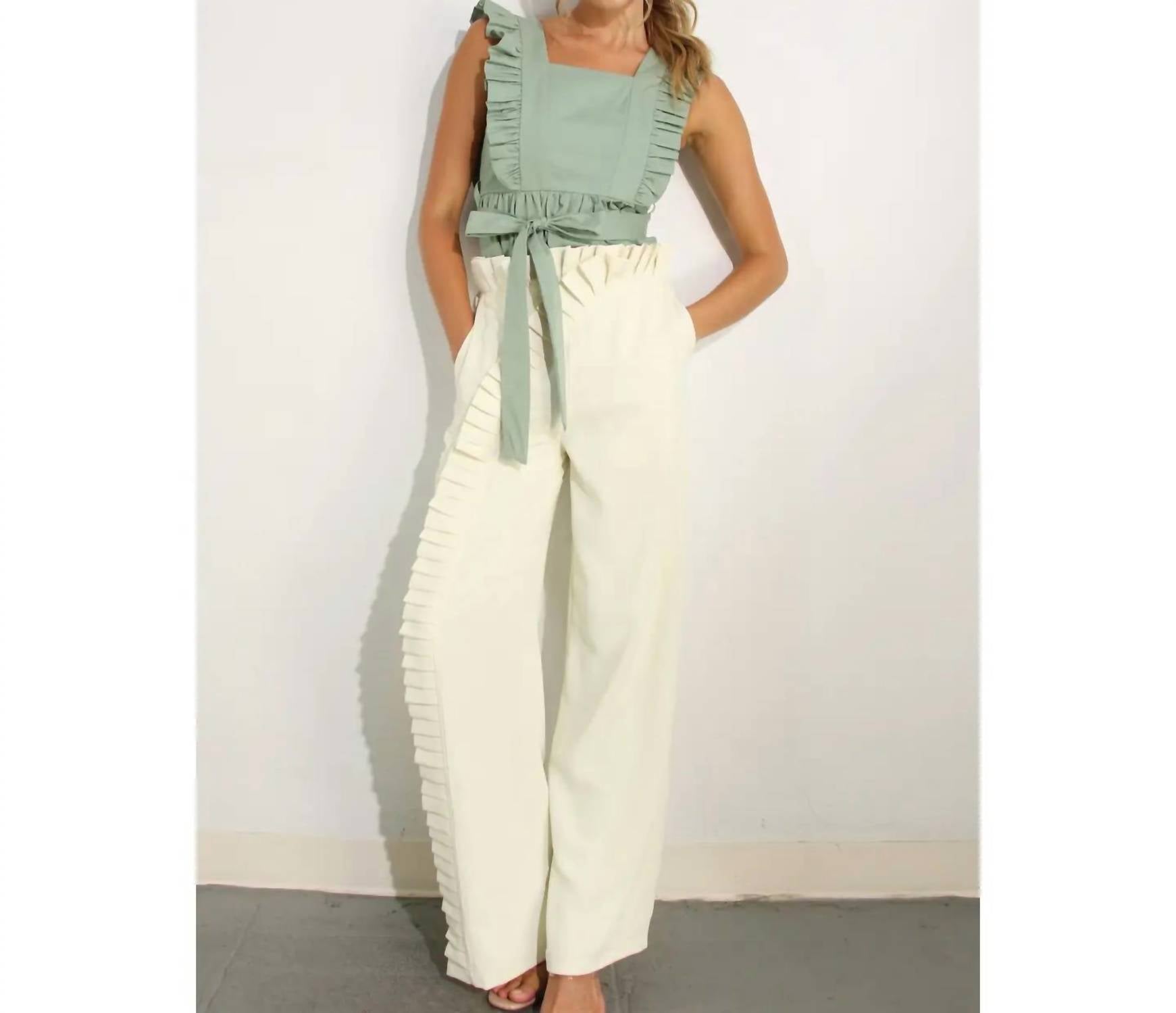 Mulla - Pleated Long Elastic Waist Pants