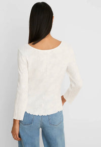 Nic + Zoe - Lace-knit Scoopneck 3/4 Sleeve Tee