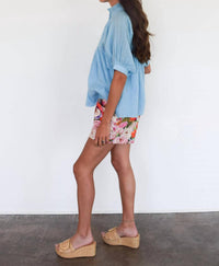 Never a Wallflower High Neck Top in air blue - women's blouse - detail view