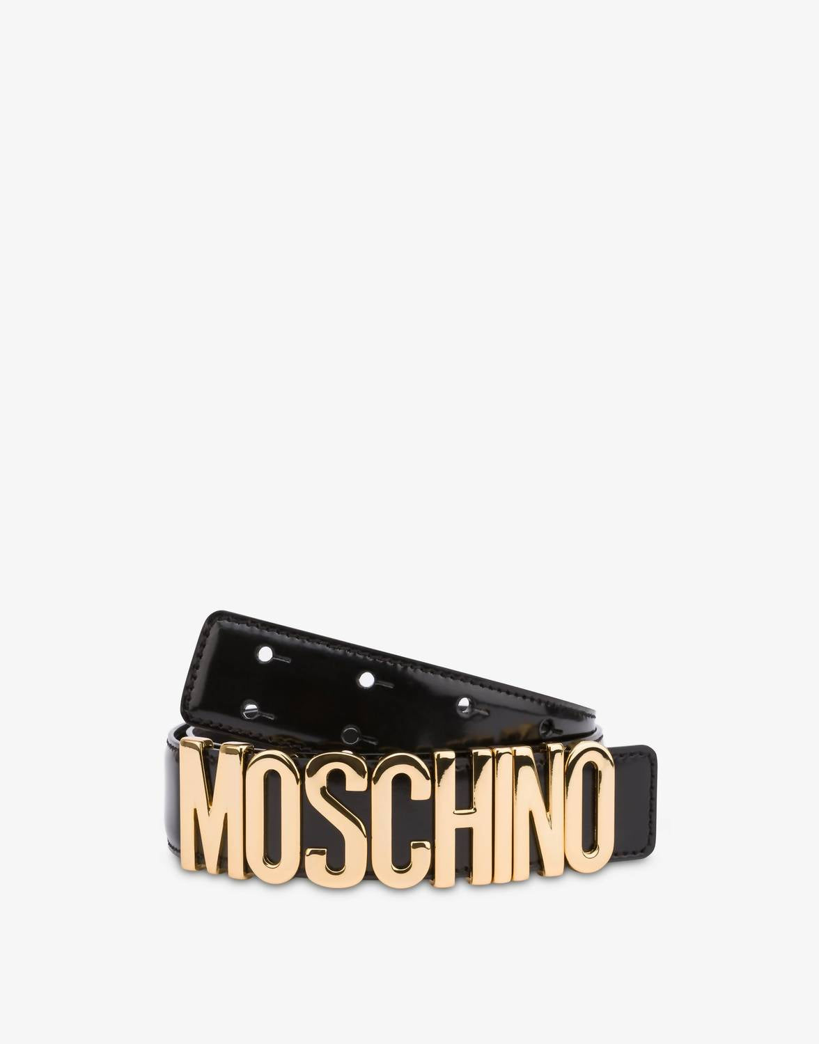 Moschino - Women's Logo Leather Belt Leather Gold Buckle