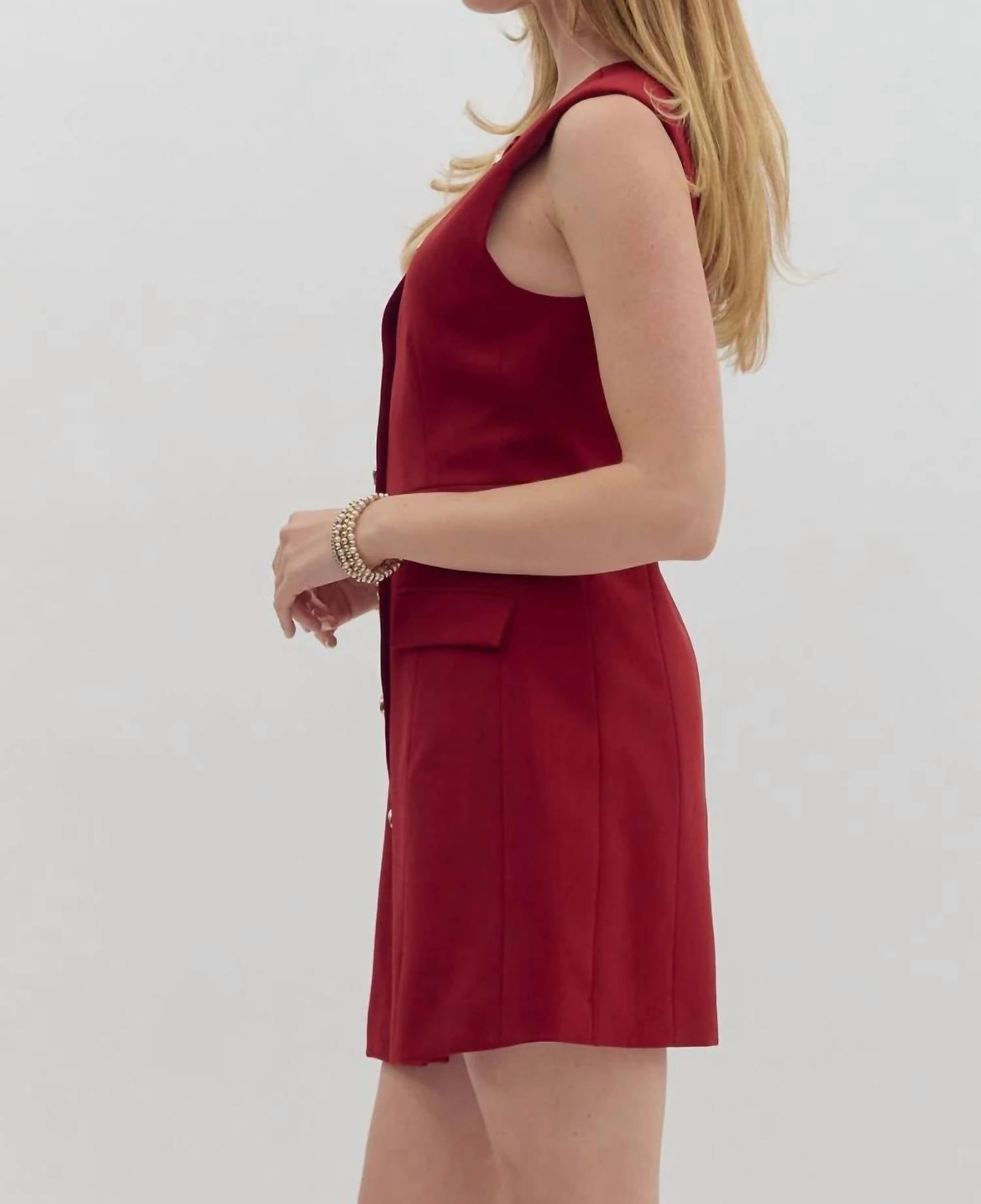 Entro - Women's Solid Sleeveless Mini Dress