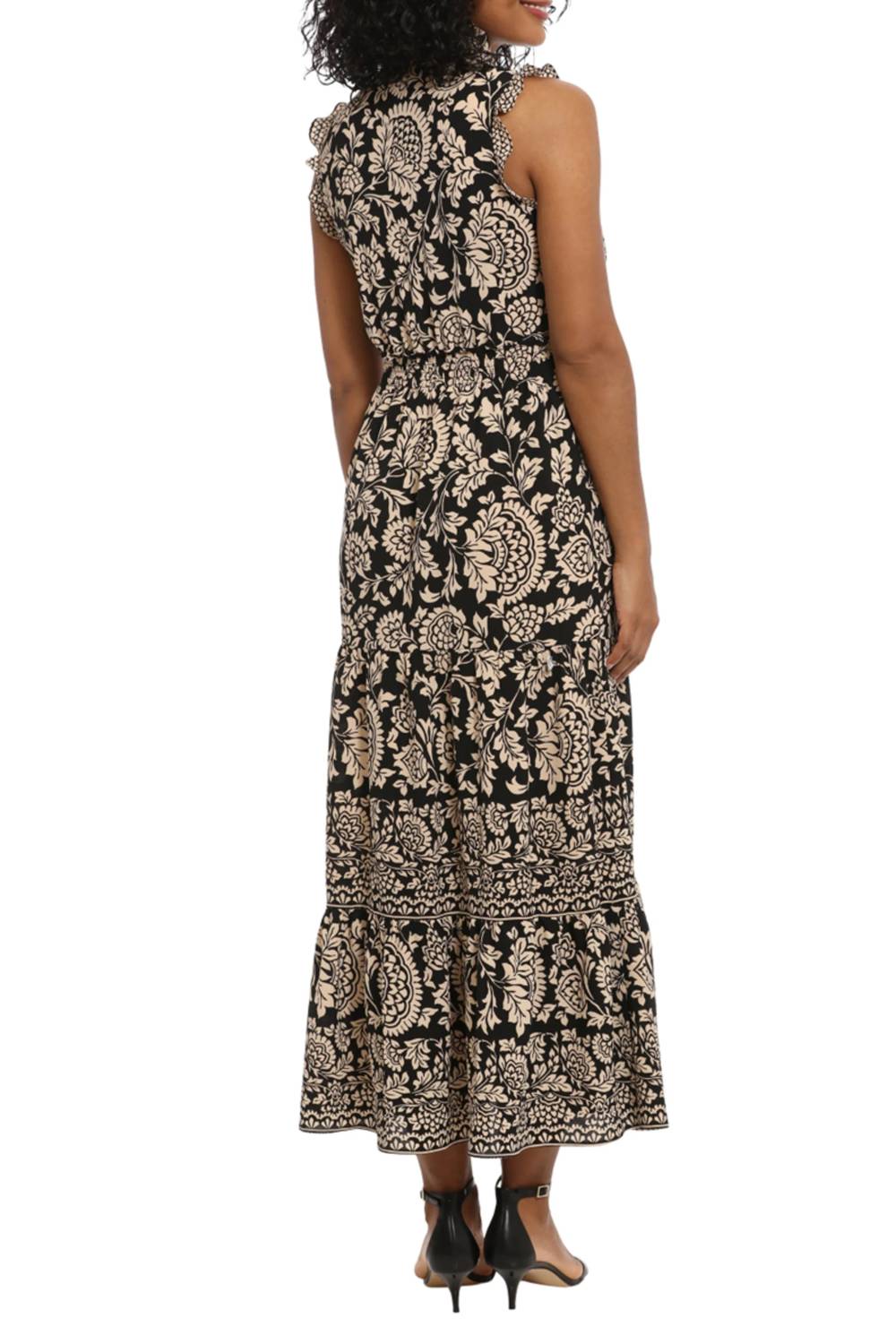 London Times - Floral Tiered Sleeveless Maxi Dress