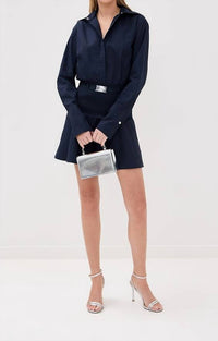 Brandon Maxwell Irene Button Up Mini Dress in navy blue - women's dress