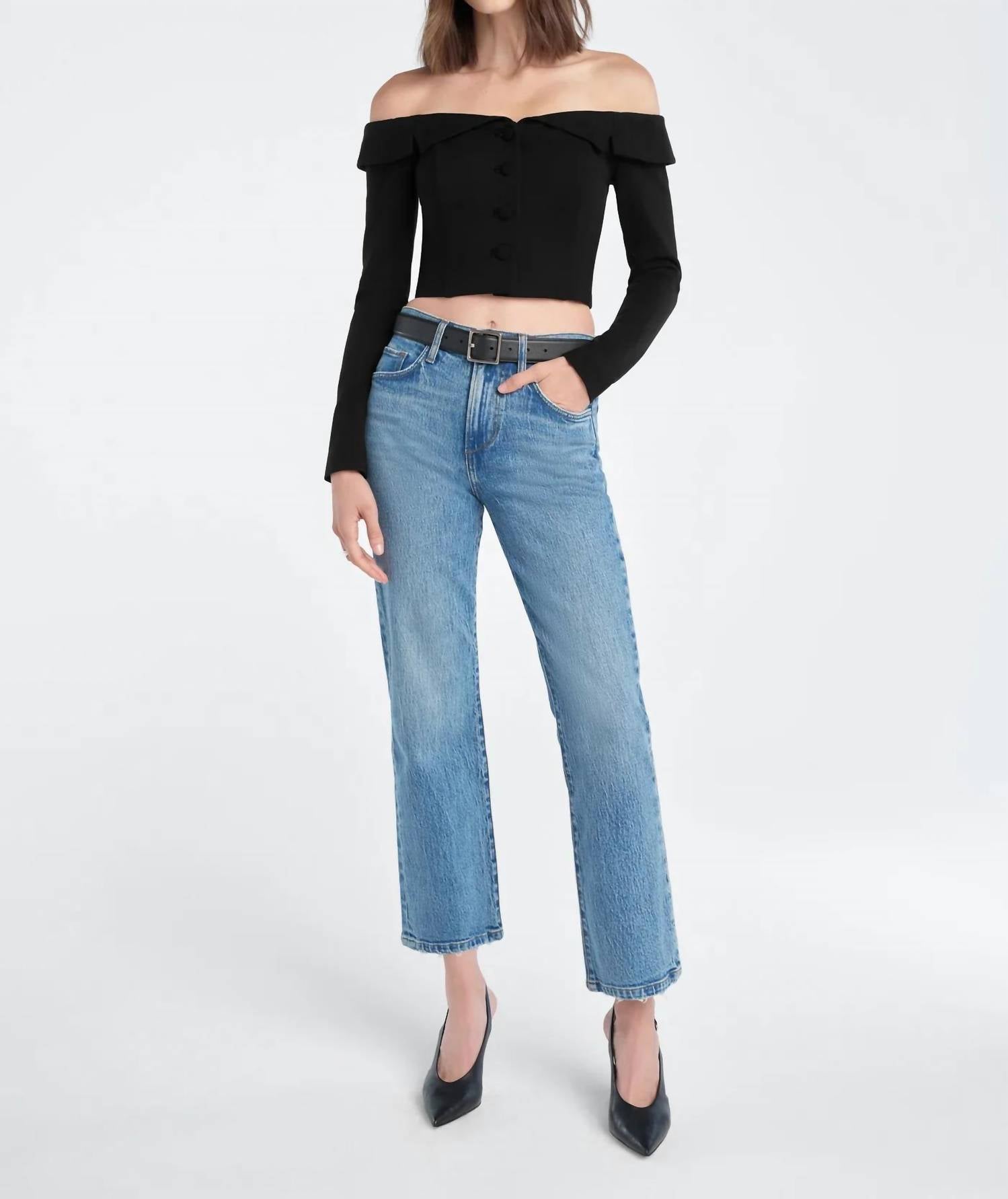 Favorite Daughter - The Dot Mid Rise Straight Ankle Jeans
