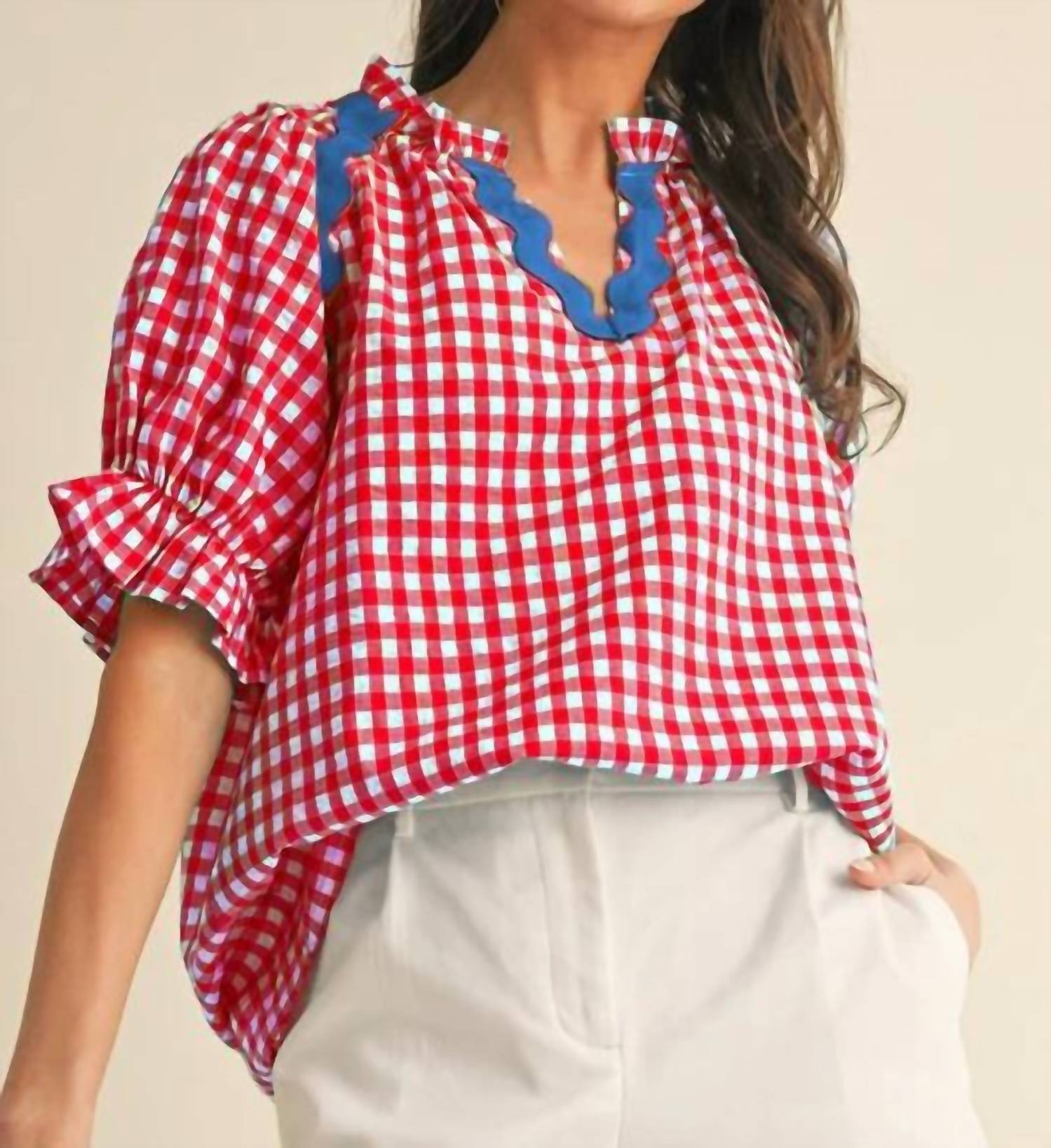 Anniewear - Gingham Ric-Rac Top