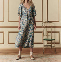 THE GREAT. The Fairground Dress in blue scattered bloom - women's dress