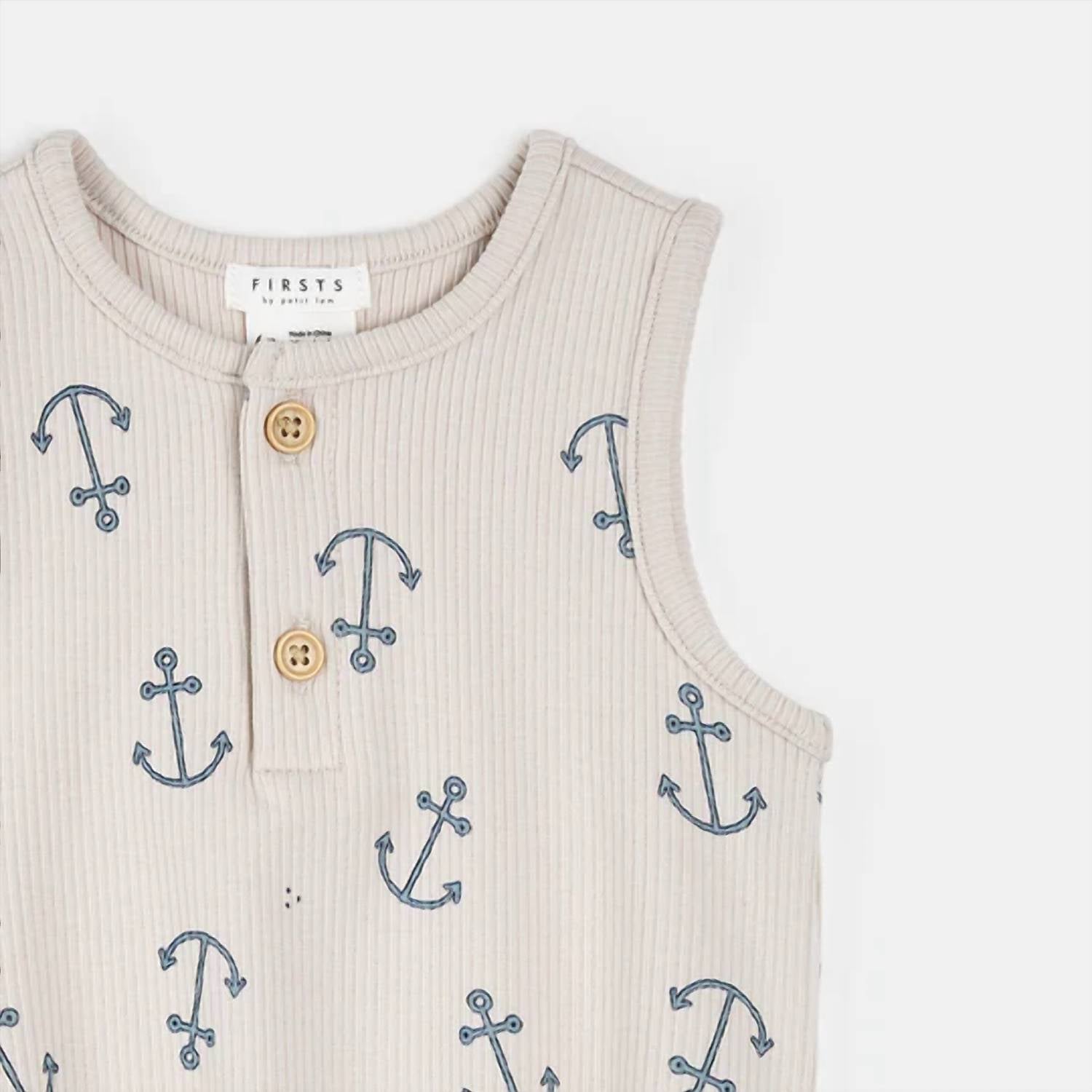 Petit Lem - Boy's Sleeveless Anchor Bodysuit