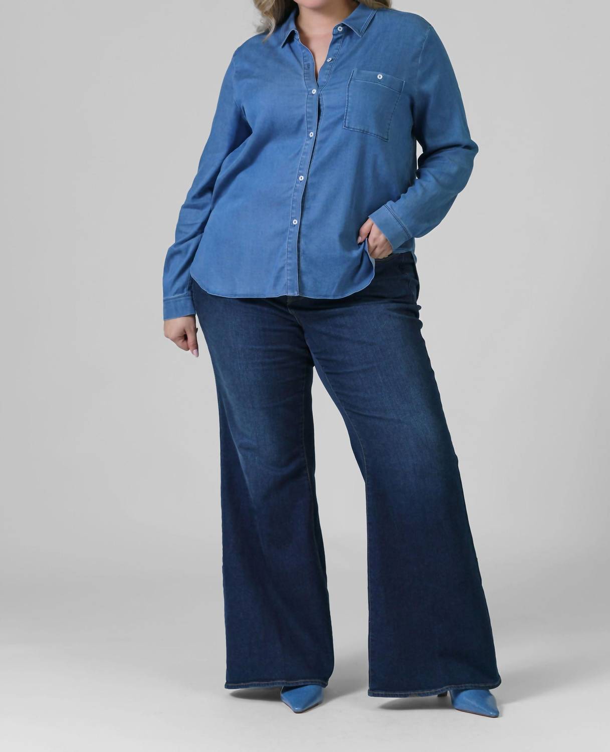 Lysse - Drew Stretch Chambray Shirt - Plus