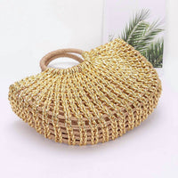 3Am By H&D Accessories - Women's Metallic Faux Straw Tote Bag With Pouch
