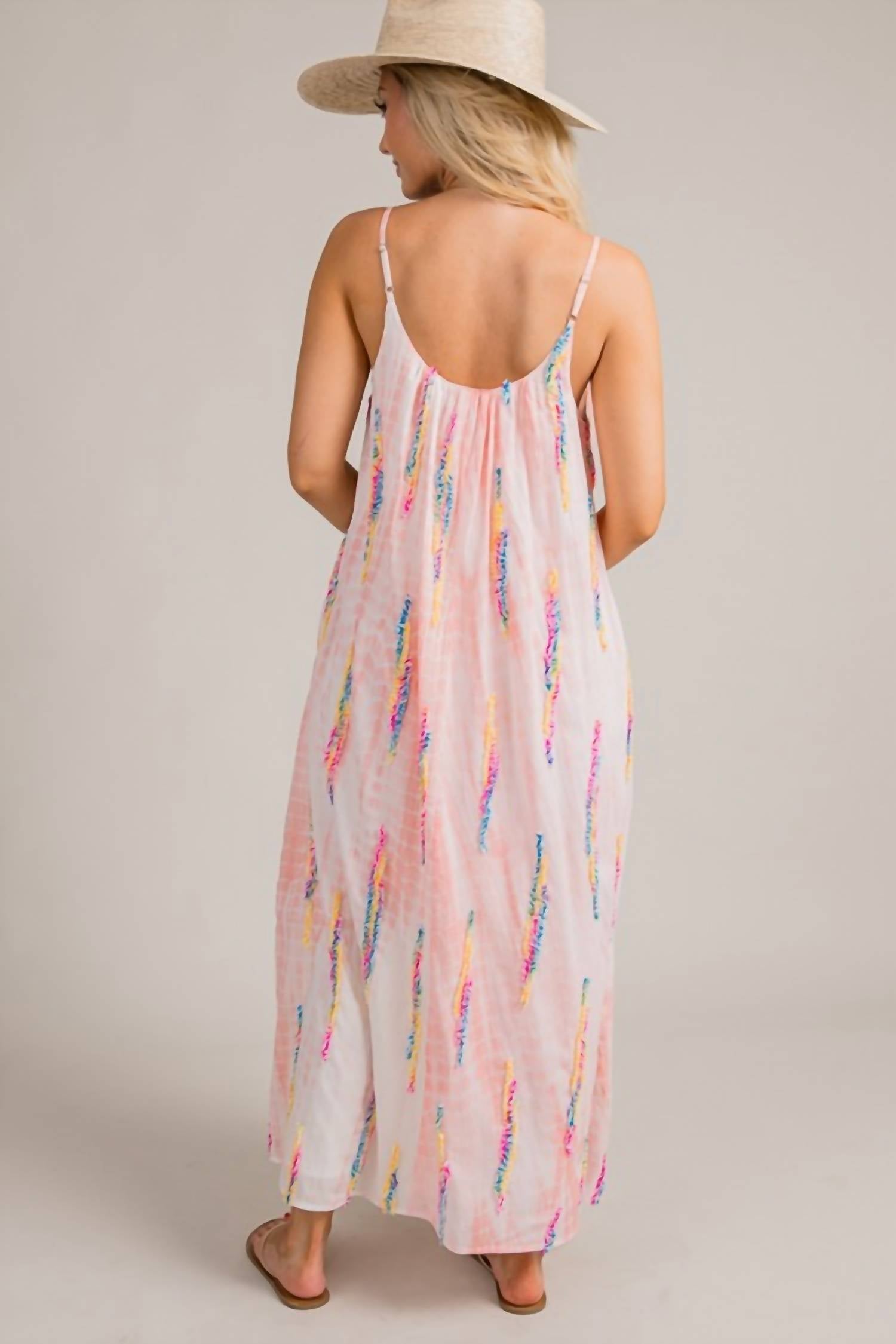 EN CREME Miami Tie Dye Maxi Dress in multicolor - women's dress - detail view