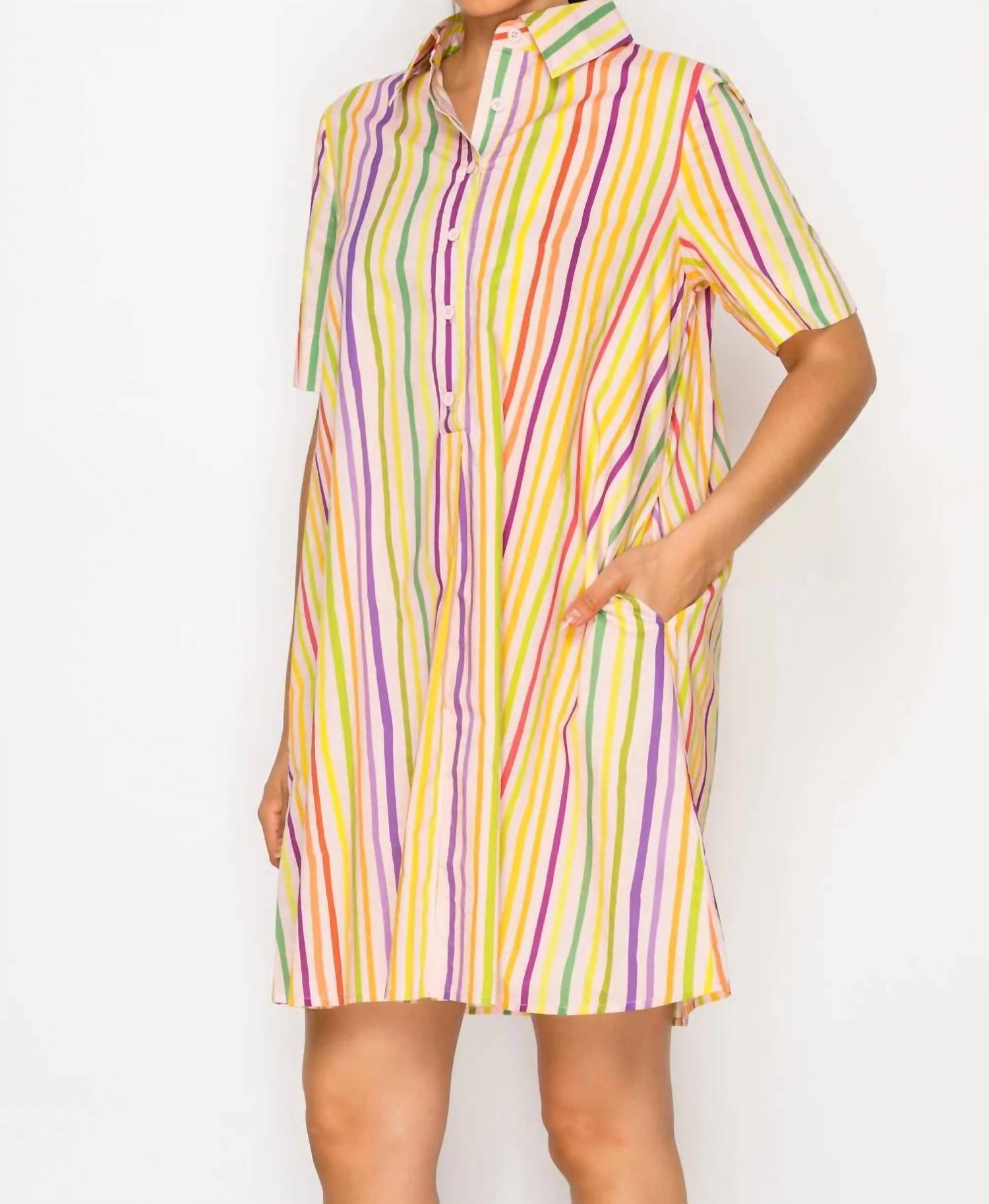 Meet Me In Santorini - Paralia Stripes Shirt Dress