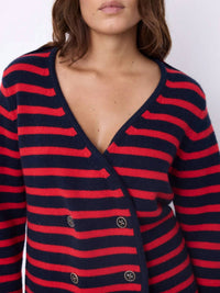 Not Shy Molly Stripe Cardigan Top in navy redstripe - women's cardigan - view 4