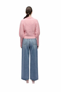SIMKHAI Arber Collared Cardigan in pink - women's cardigan - alternate view