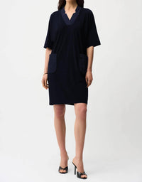 Joseph Ribkoff - Notched V-neck Half Sleeve Shift Dress