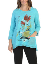 Jess & Jane - Celine Mineral Washed Mesh Contrast Cotton Top