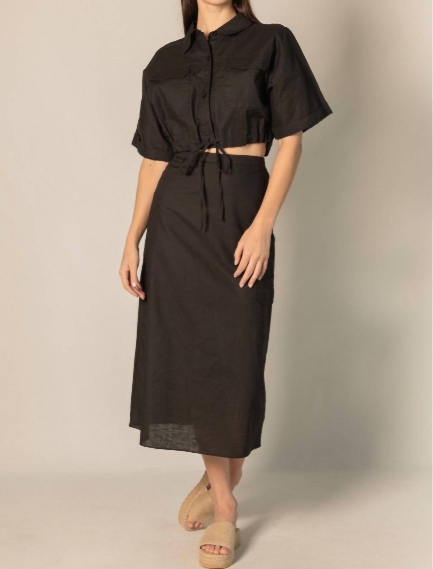 P.Cill - Linen Blend Utility Pocket Top