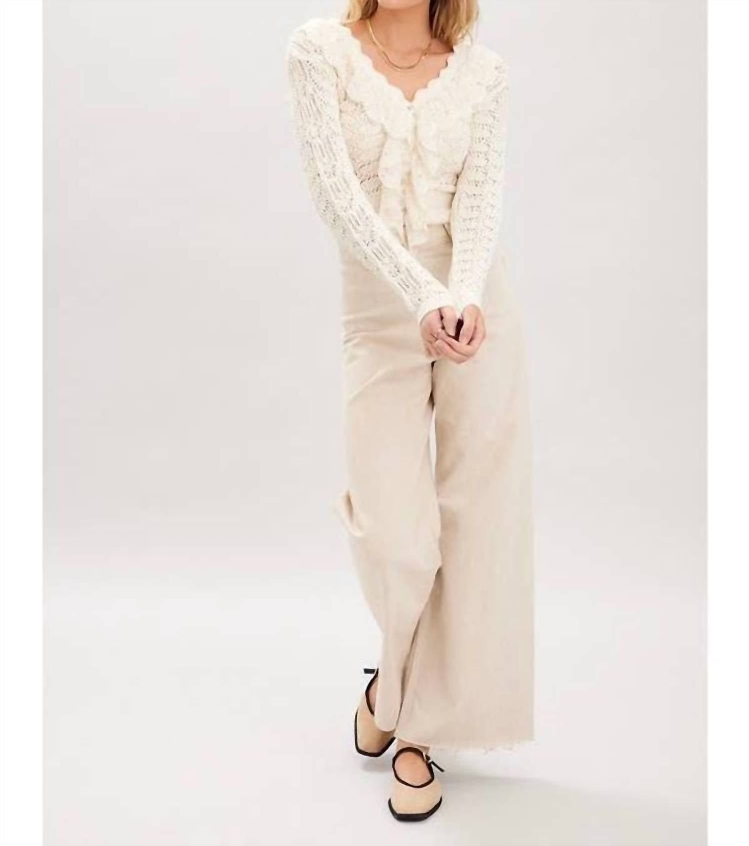 Illa Illa Lace Crochet Knit Top in ivory - women's sweater - view 5