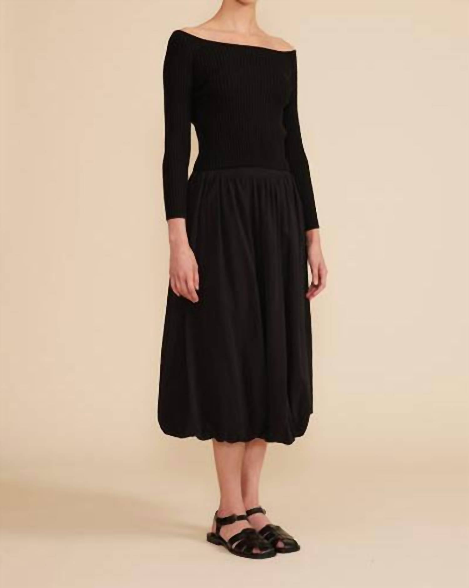 LUCY PARIS Otis Knit Top in black - women's long sleeve top - alternate view