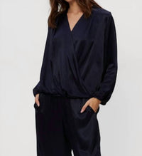 Michael Stars Vita Surplice Top in navy - women's blouse - alternate view