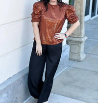 Entro - SEQUIN PUFF SLEEVE TOP