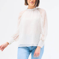 Mary Square - Sheer Sleeve Textured Top