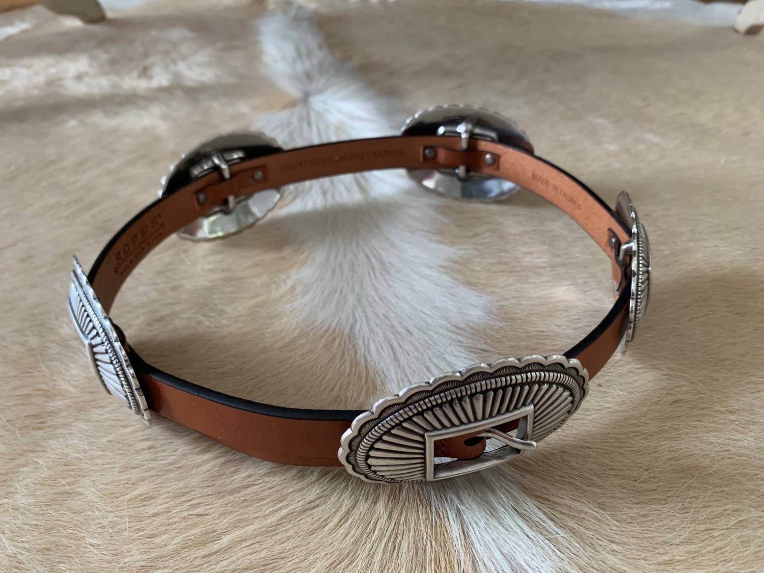 Danbury Accessories Women's Roper Concho Belt in brown - women's accessory
