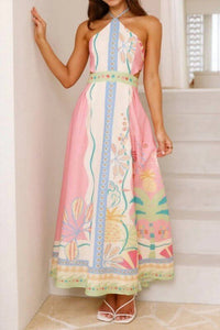 Sundayup - Heritage Halter Print Maxi Dress
