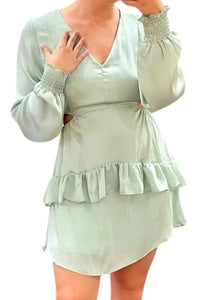 Peach Love - Ruffled Cut Out Mini Dress