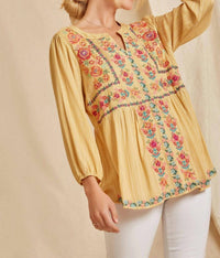 Andree By Unit - Women's Floral Embroidered Babydoll Top