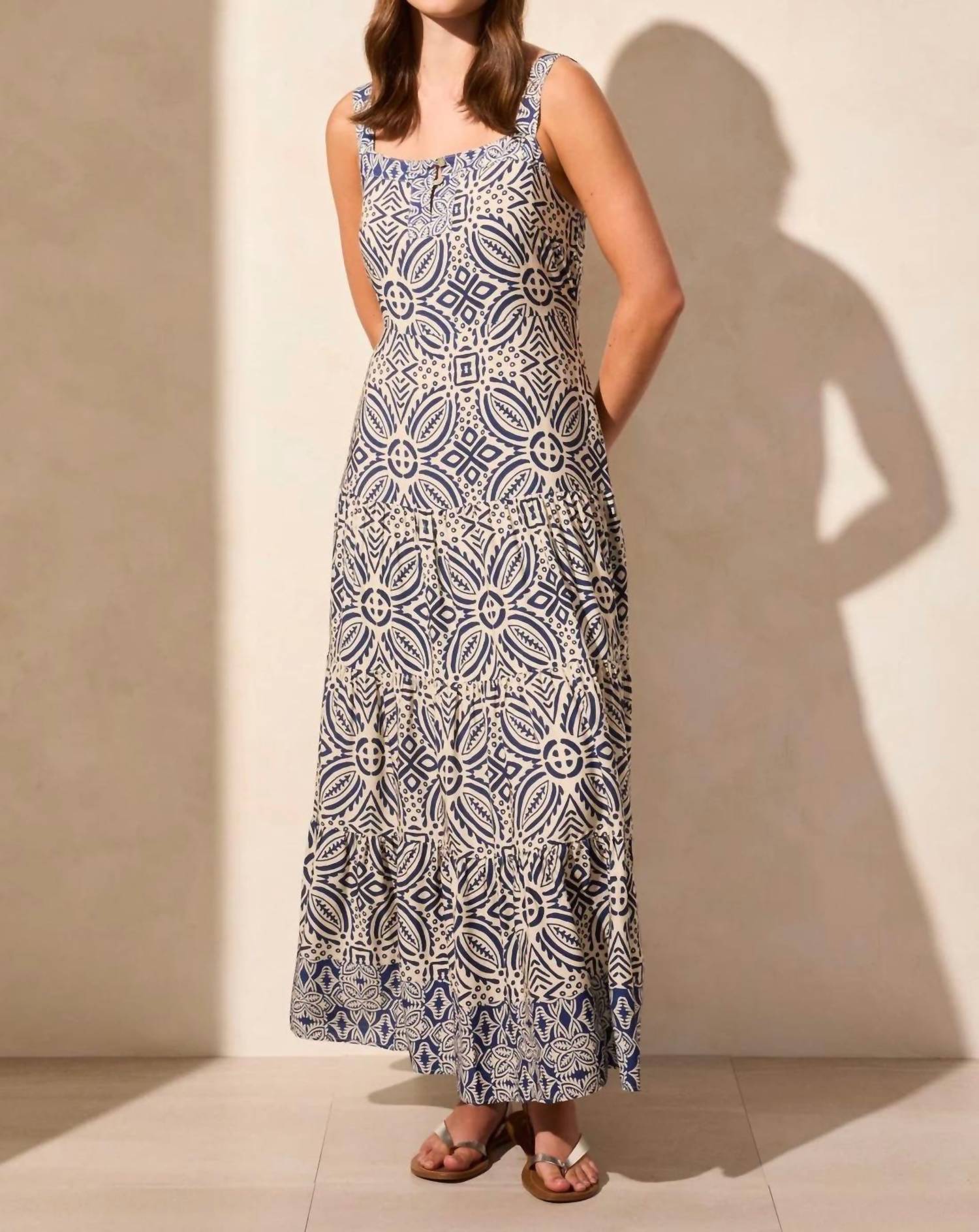 Tribal - Sleeveless Square Neck Maxi Dress