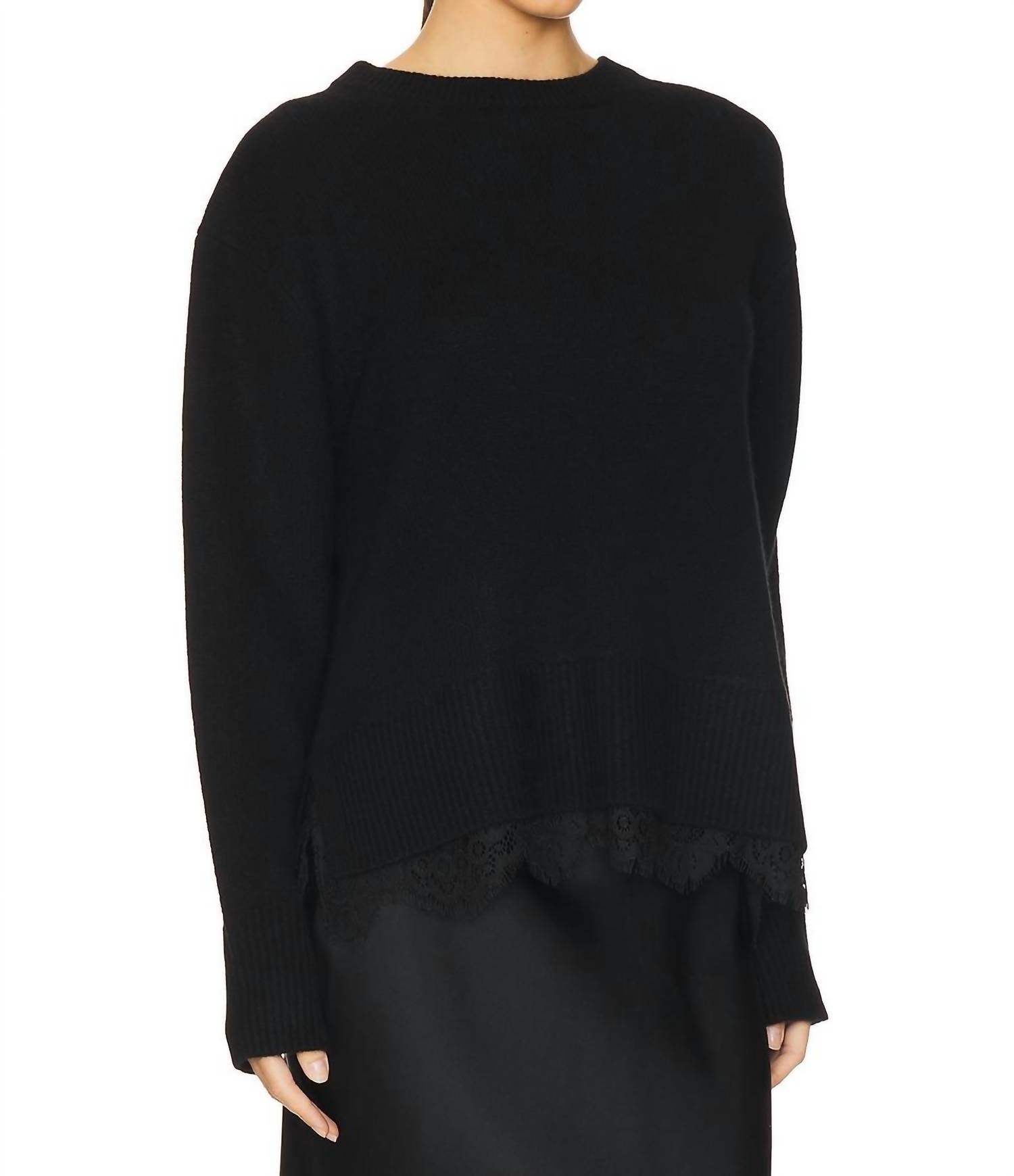 Brochu Walker Marte Lace Looker Top in black onyx black - women's sweater - detail view