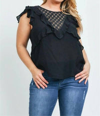 Zenobia - Ruffle Lace Flutter Sleeve Blouse