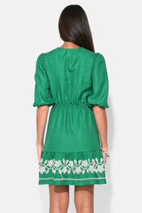 Adelyn Rae - TAYLOR EMBROIDERY RUFFLE HEM MINI DRESS