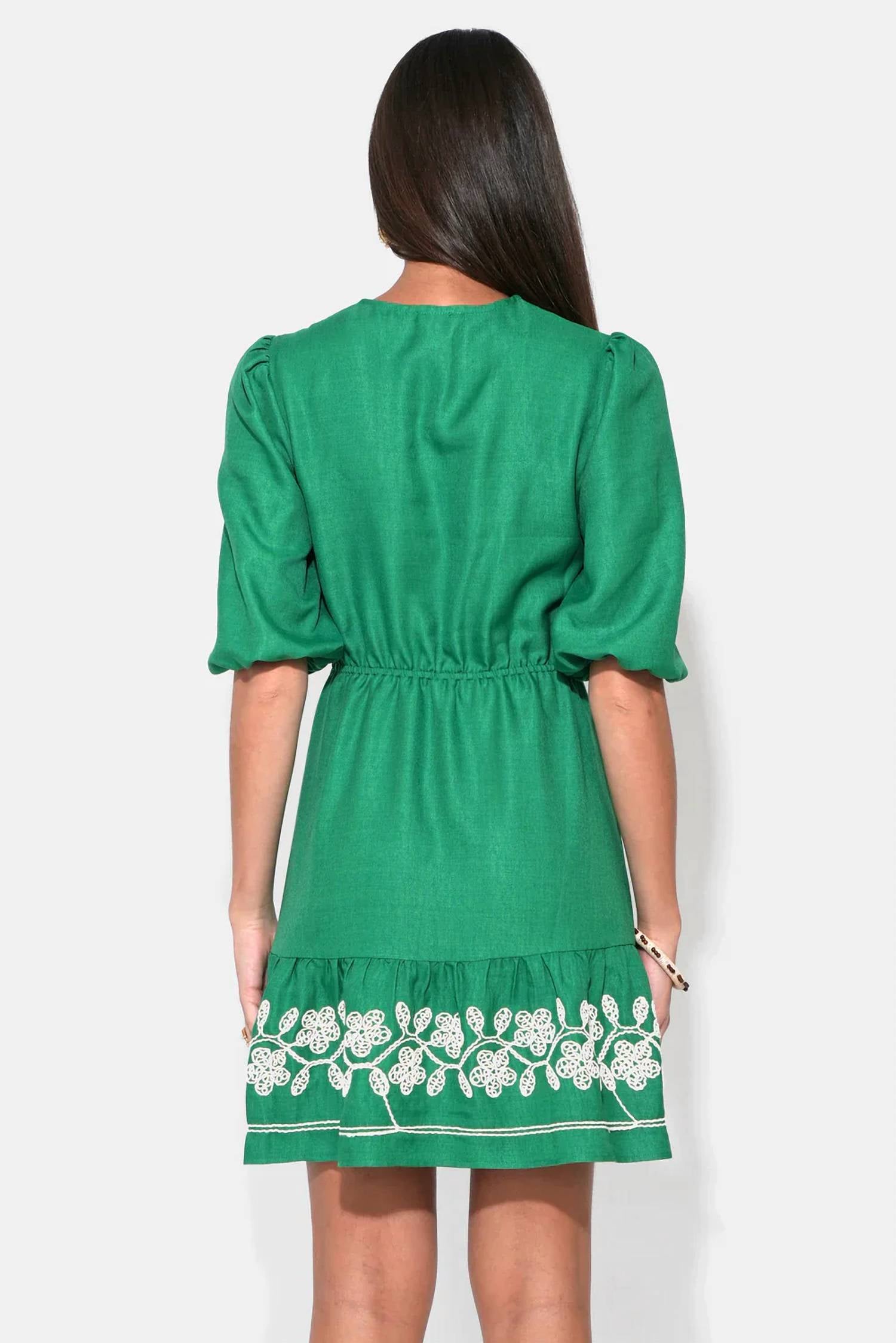 Adelyn Rae - TAYLOR EMBROIDERY RUFFLE HEM MINI DRESS