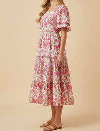 Hayden La - Women's Floral Contrast Piped Tulip Sleeve Dress