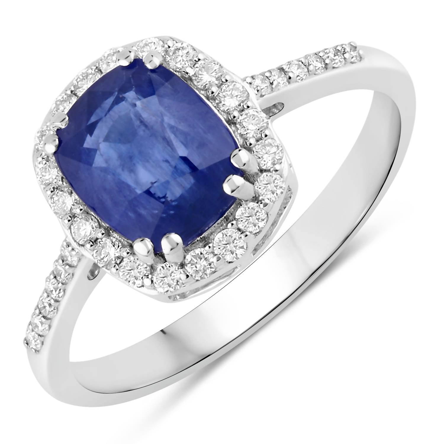Diana M Jewels Women's Cushion Natural Sapphire Fashion Ring (2.37 Ct) - Classic Plus in 18k white gold - women's jewelry