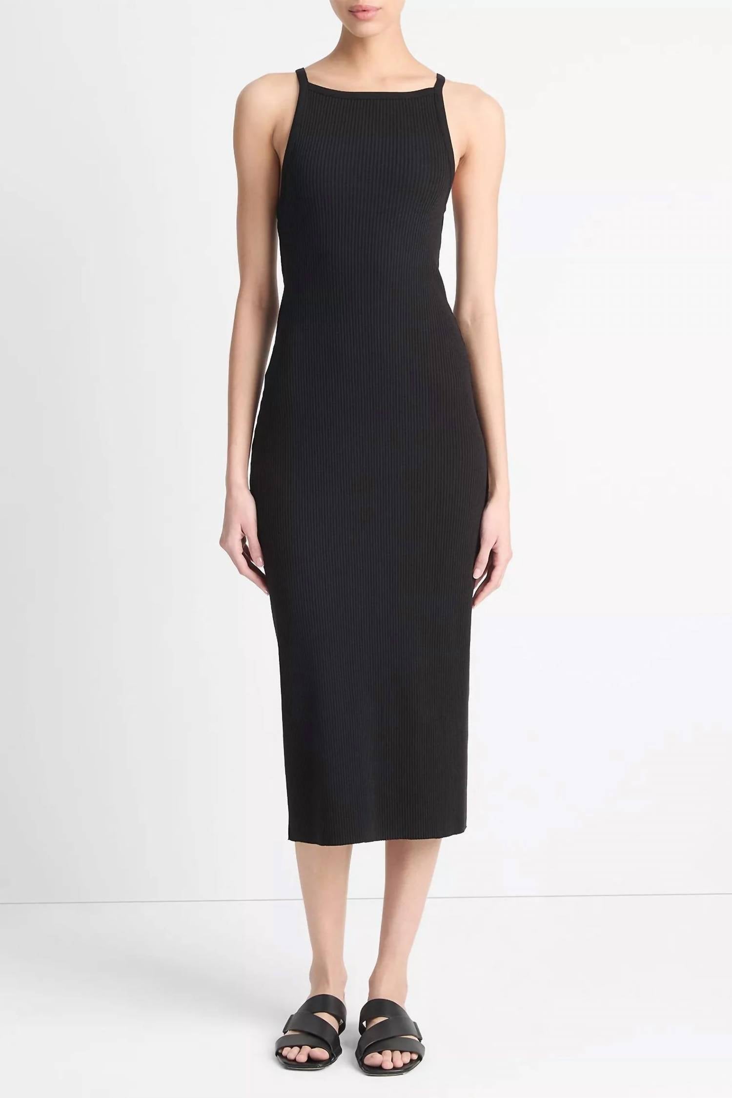Vince - Ribbed High Neck Tank Dress