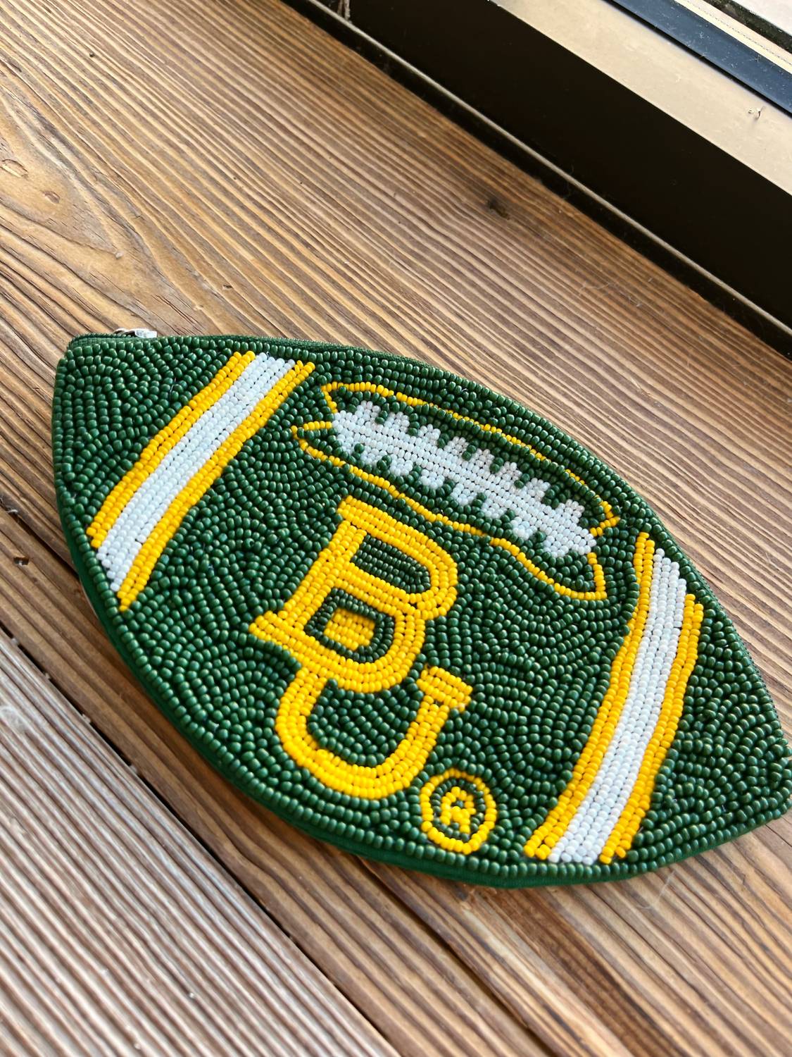 La Chic Designs - Baylor Beaded Football Pouch